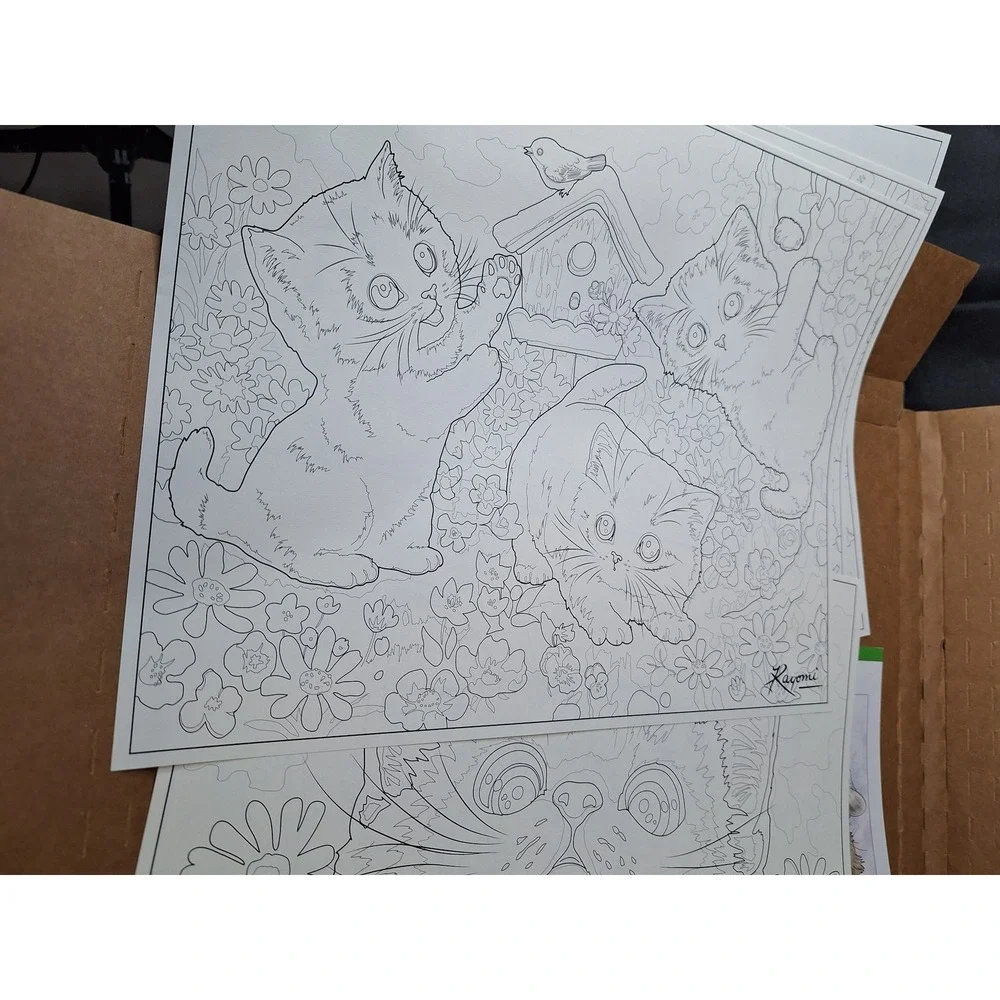 Bradford Exchange Kayomi Harai Artistic Escapes Coloring Kit Kittens & Pencils